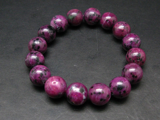 Ruby Genuine Bracelet ~ 7.5 Inches ~ 14mm Round Beads