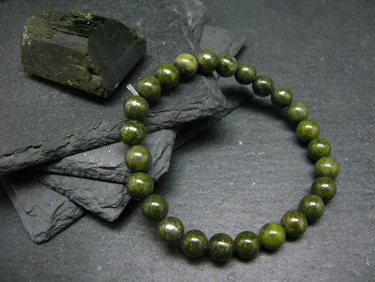 Epidote Genuine Bracelet ~ 7 Inches ~ 8mm Round Beads