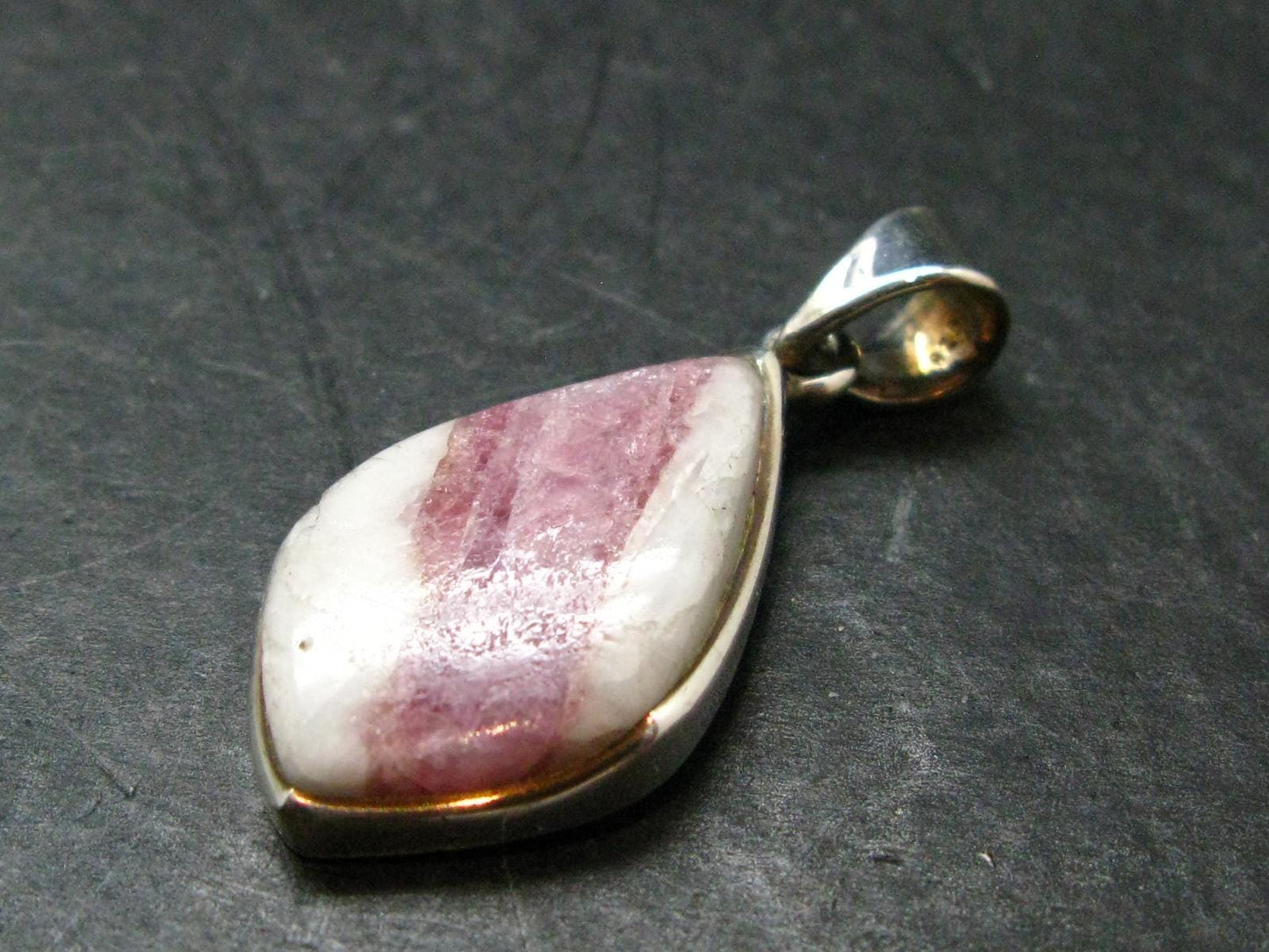 Pink Tourmaline In Quartz Crystal Silver Pendant from Brazil- 1.5" - 6.0 Grams