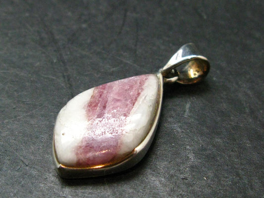 Pink Tourmaline In Quartz Crystal Silver Pendant from Brazil- 1.5" - 6.0 Grams