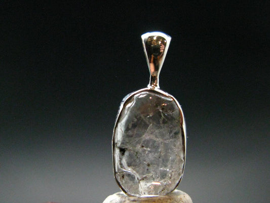 Gray Herderite Silver Pendant from Africa - 0.7" - 1.15 Grams