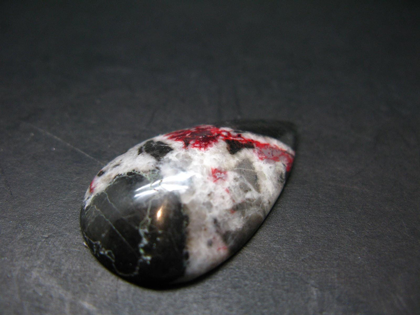 Cinnabar in Dolomite Cabochon from China - 9.24 Grams - 37 x 23 mm