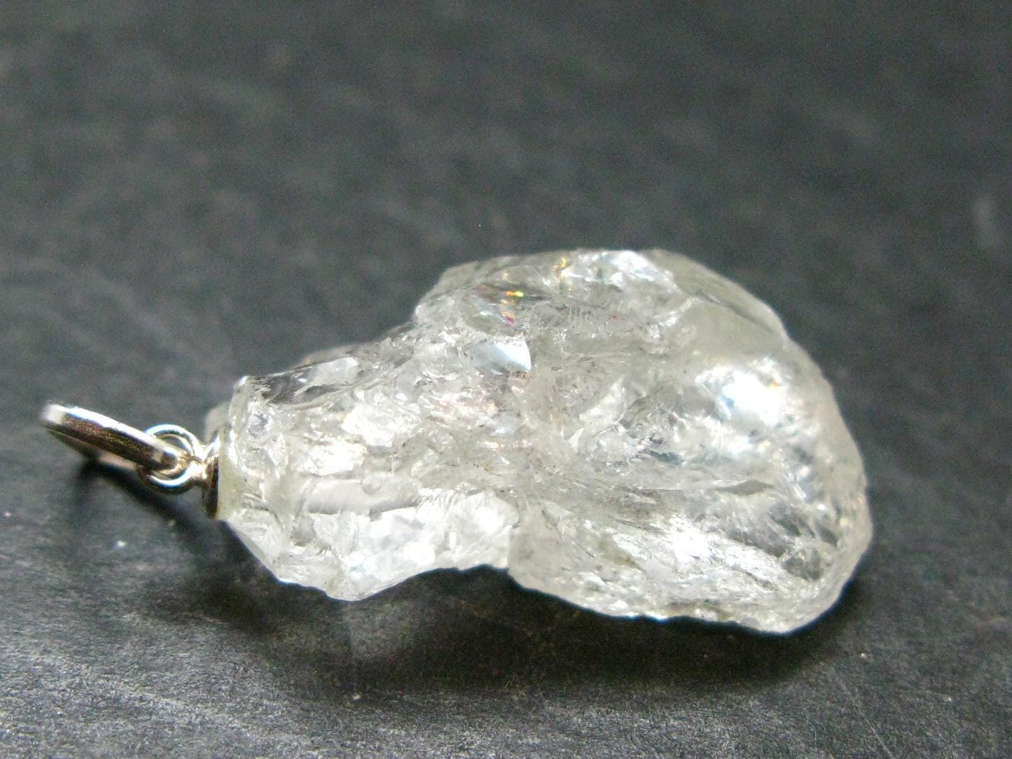 Goshenite Beryl Crystal 925 Silver Pendant From Brazil - 1.3" - 4.11 Grams