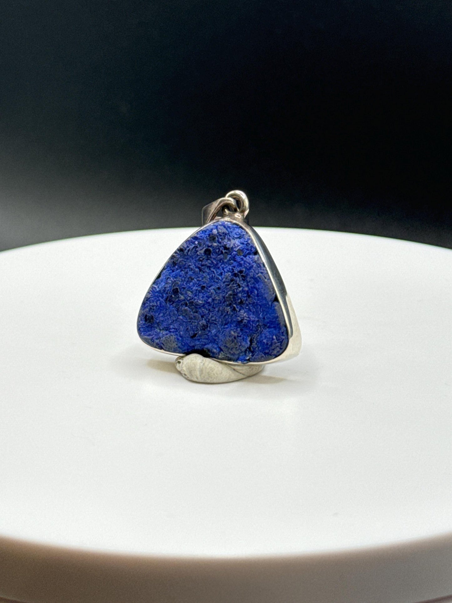 Natural Azurite Silver Pendant | Raw Blue Gemstone Jewelry