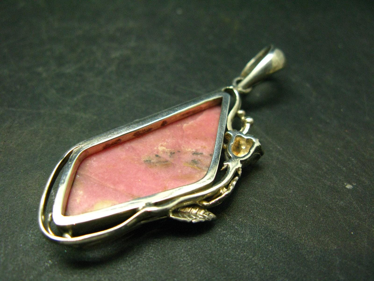 Vivid Juice Carmine Red Gem Rhodonite Silver Pendant From Brazil - 2.3" - 14.7 Grams