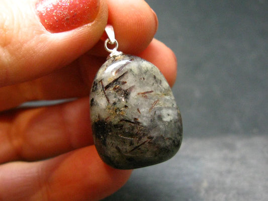 Tumbled Astrophylite Astrophyllite Silver Pendant From Russia - 1.2"