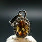 Yellow Citrine Gem Facetted Sterling Silver Pendant From Brazil With CZ - 0.7" - 1.21 Grams