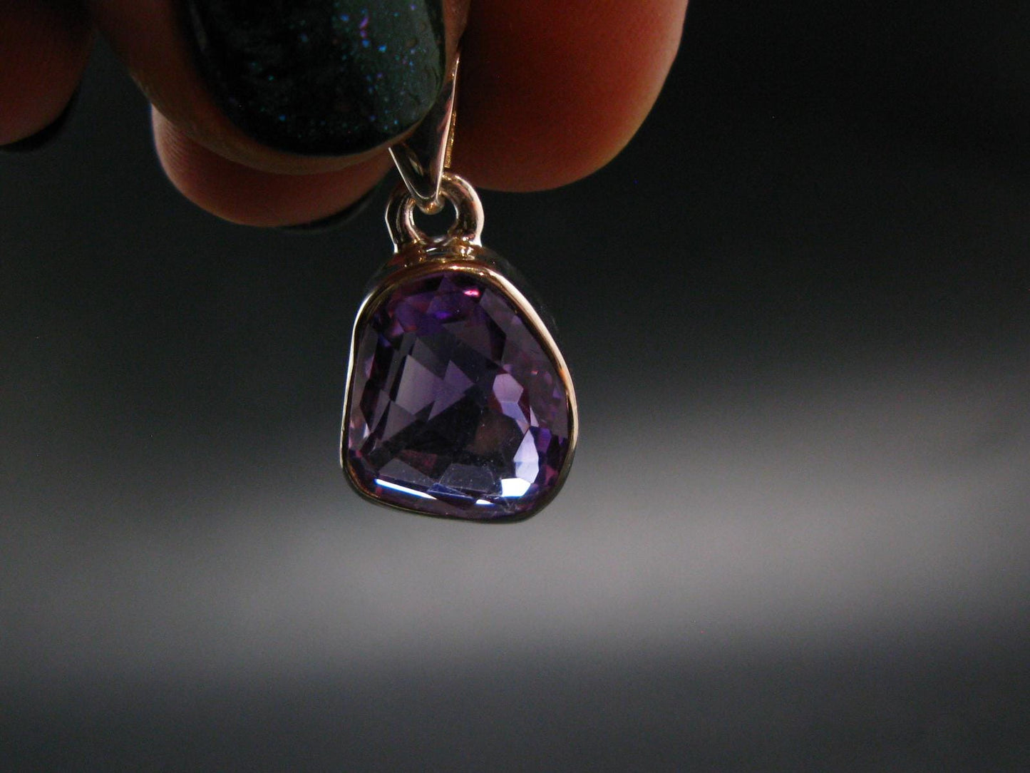 Large Genuine Rich Purple Amethyst Sterling Silver Pendant From Brazil - 0.9" - 3.32 Grams