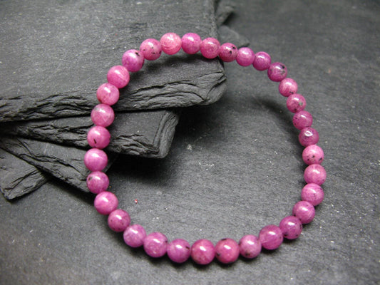 Ruby Genuine Bracelet ~ 7 Inches ~ 6mm Round Beads