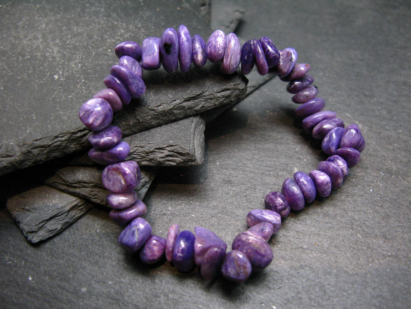 Charoite Genuine Bracelet ~ 7 Inches ~ 10mm Tumbled Beads
