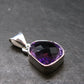 Large Genuine Rich Purple Amethyst Sterling Silver Pendant From Brazil - 0.9" - 3.32 Grams