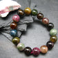 Gem Watermelon Bicolor Tourmaline Genuine Bracelet ~ 7.5 Inches ~ 13mm Round Beads