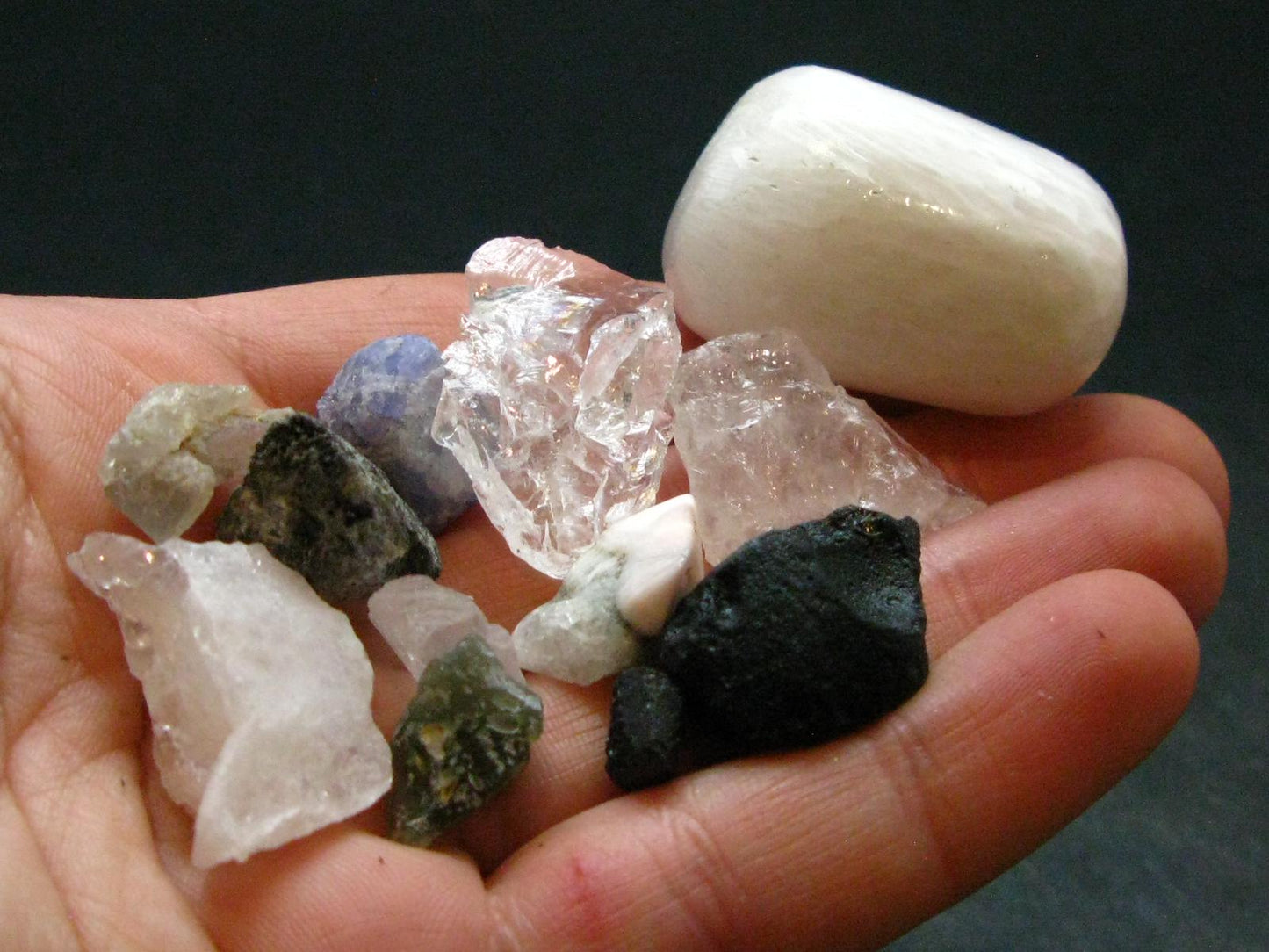 Synergy 12 Set Phenakite Moldavite Natrolite Petalite Danburite Tektite Scolecite Herderite Tanzanite Brookite 43.12 Gr