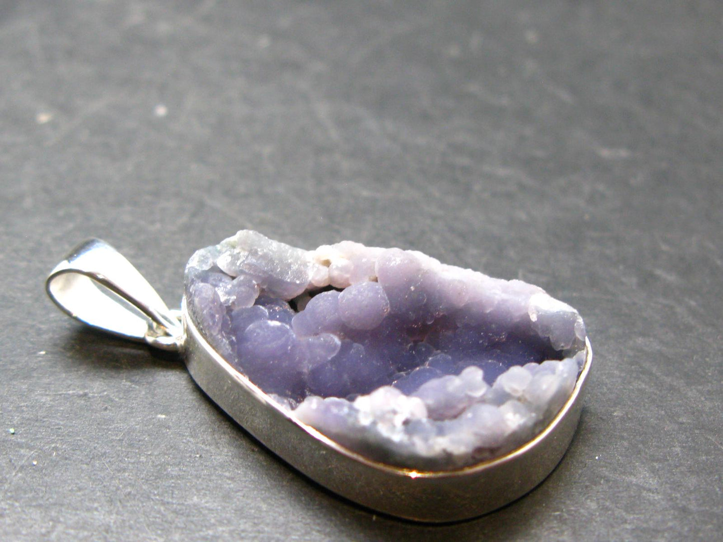 Purple Grape Agate Cluster Silver Pendant From Indonesia - 1.7" - 9.22 Grams