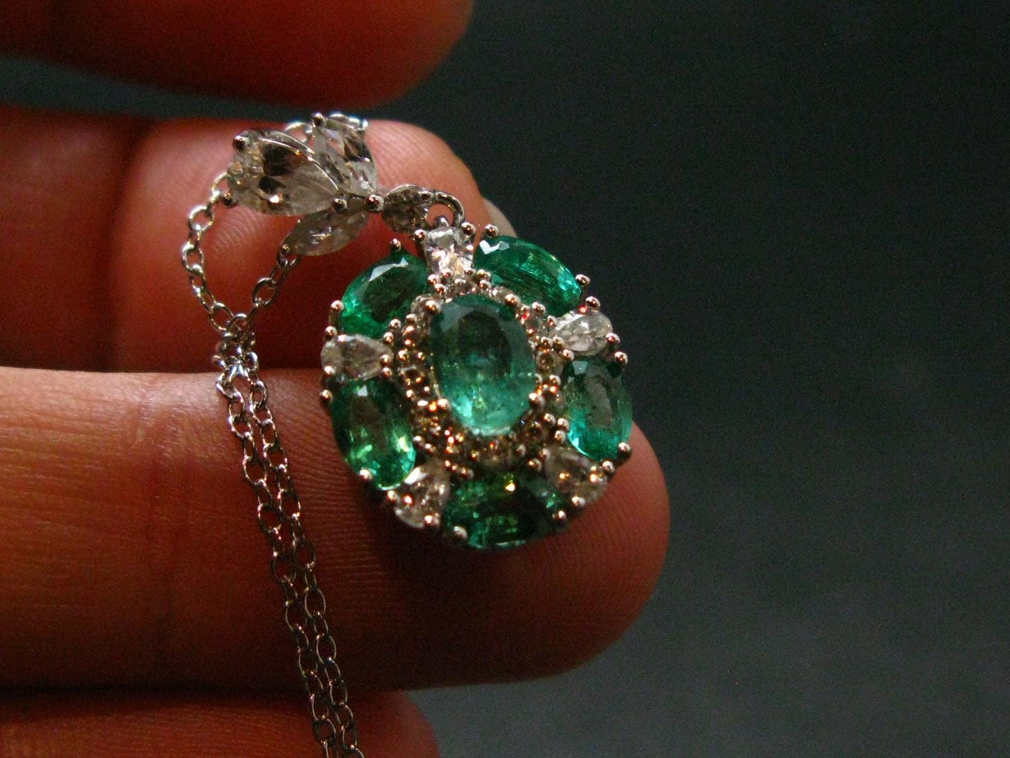 Emerald Silver Pendant W/Chain From Colombia - 3.42 Grams Total