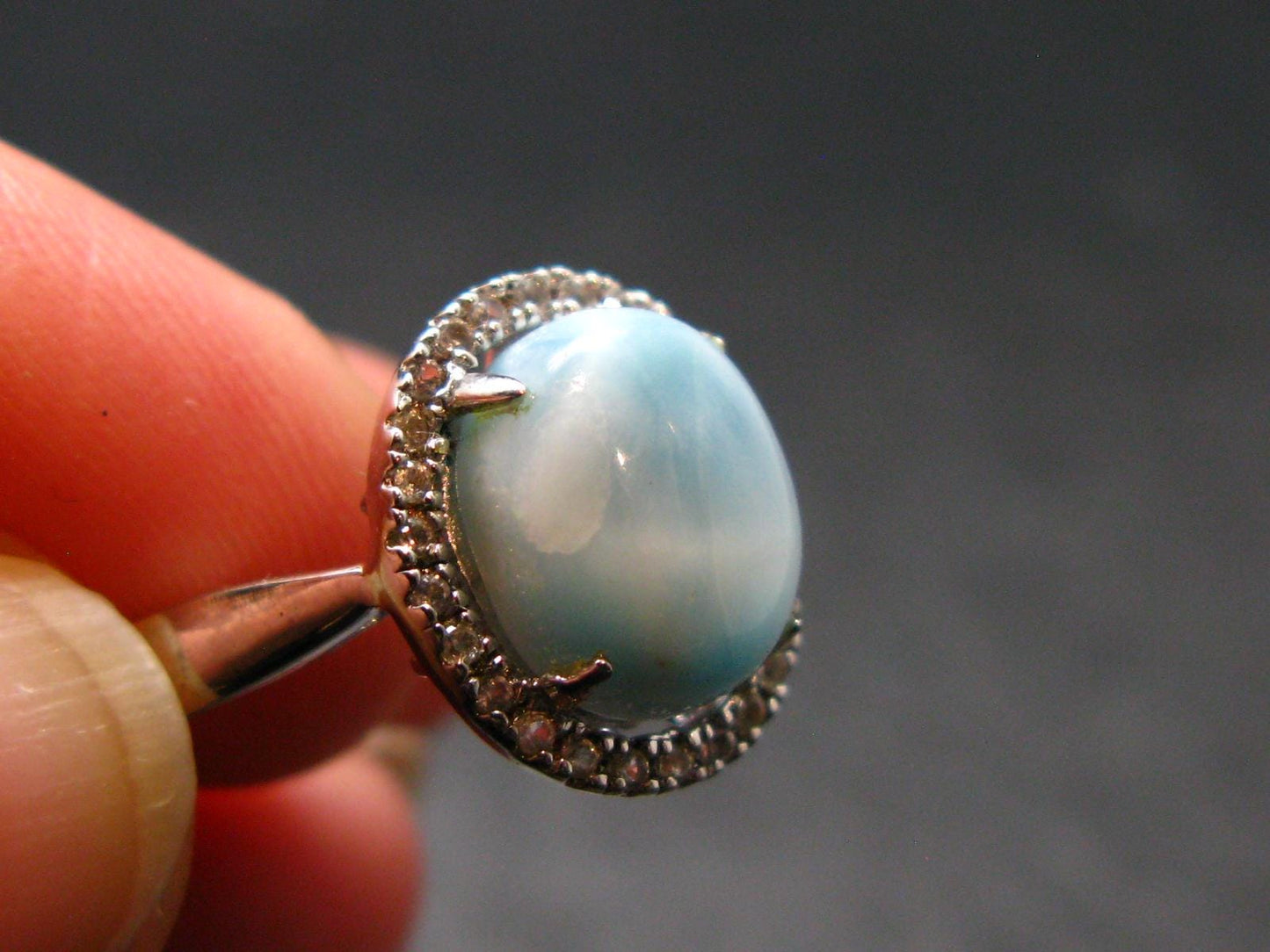 Larimar AAA Quality Sterling Silver Ring - Size 8.5 - 3.12 Grams