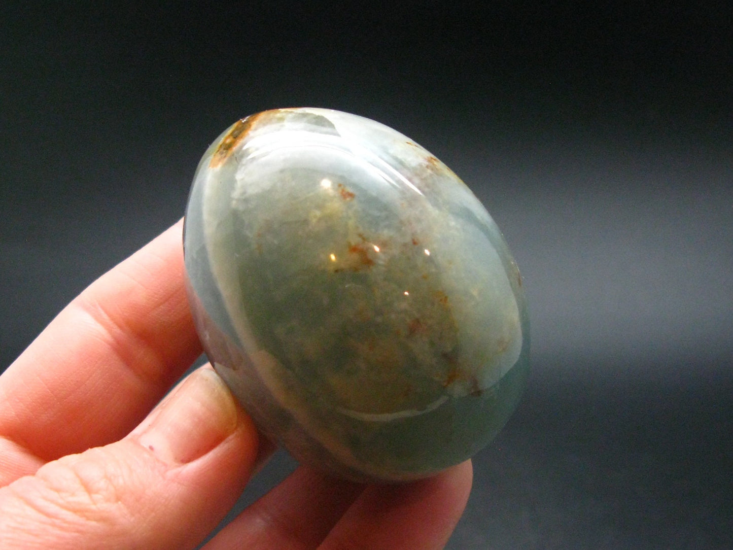 Lemurian Aquatine Blue Calcite Egg From Argentina - 2.1"