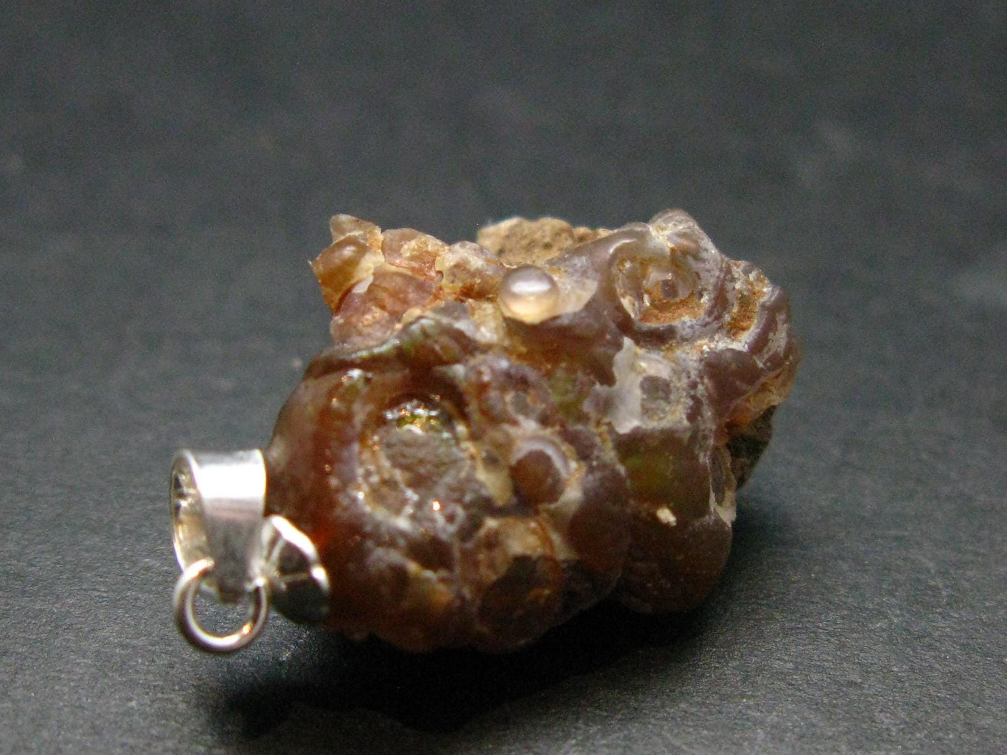 Fire Agate Silver Pendant From Mexico - 1.0" - 3.06 Grams