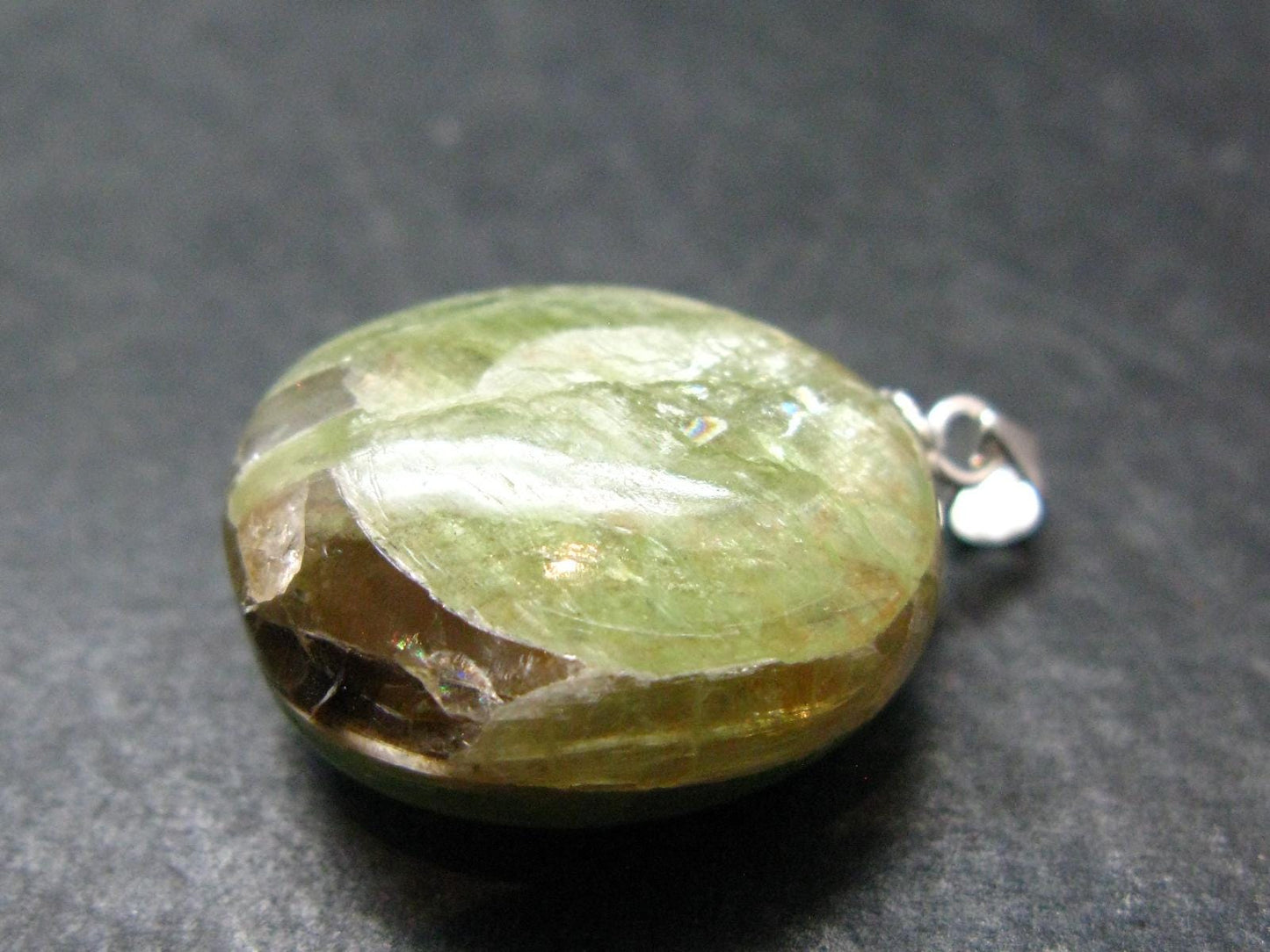 Green Kyanite Crystal Silver Pendant From Tanzania - 1.0"