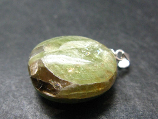 Green Kyanite Crystal Silver Pendant From Tanzania - 1.0"