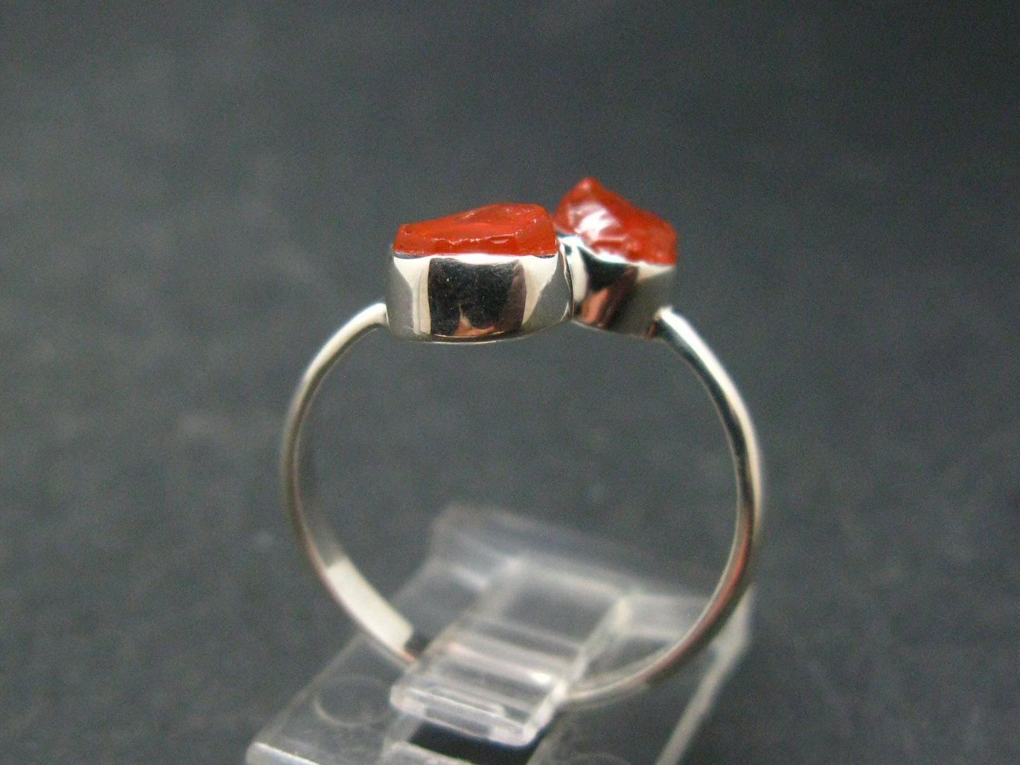 Fire Opal Silver Ring From Mexico - 2.09 Grams - Adjustable size