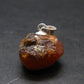 Gem Spessartine Spessartite Orange Garnet Pendant in SS From Tanzania - 0.6" - 5.20 Grams