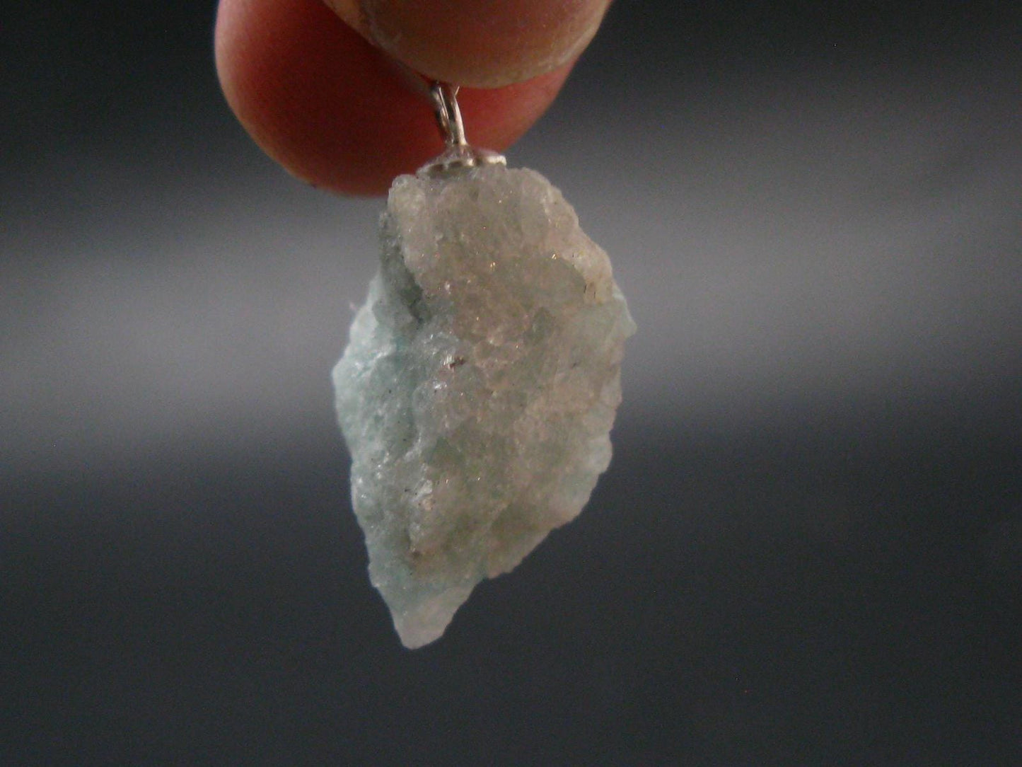 Rare Raw Blue Euclase Gem Crystal Silver Pendant from Zimbabwe - 1.0" - 3.70 Grams