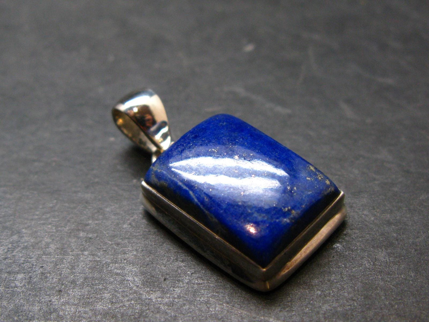 Lapis Lazuli Silver Pendant From Afghanistan - 1.2" - 8.03 Grams