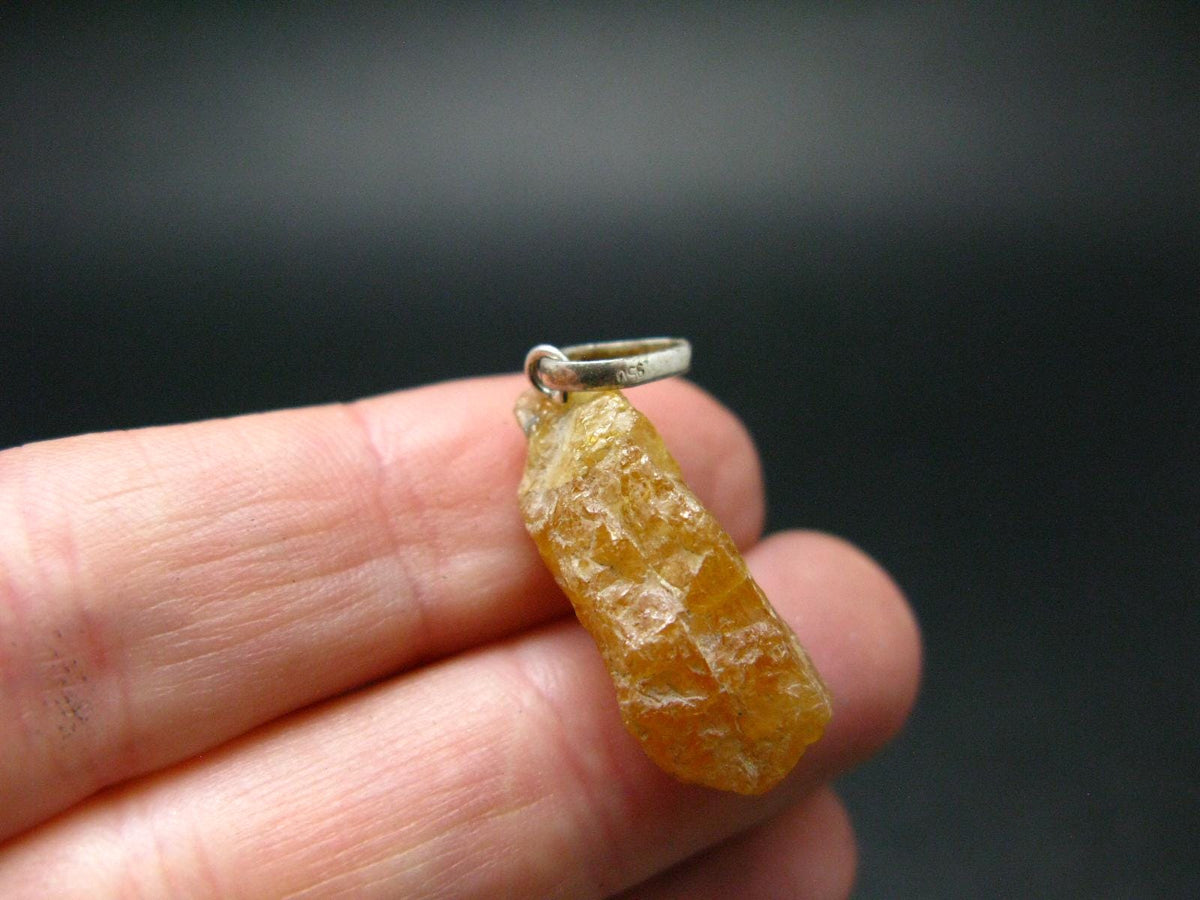 Heliodor (Yellow Beryl) Crystal Silver Pendant From Brazil - 1.2" - 2.77 Grams