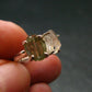 Moldavite Tektite and Herkimer Diamond Silver Ring - Size 8 - 2.34 Grams