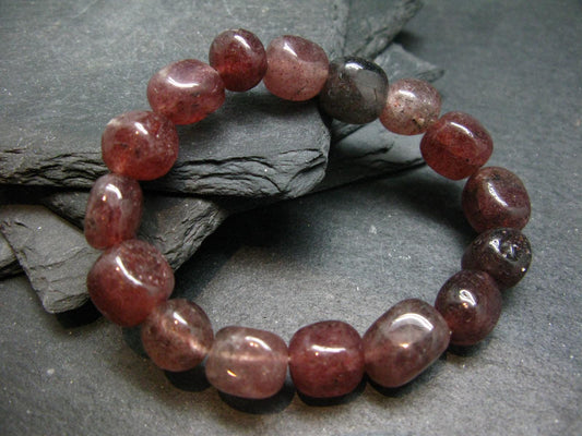 Strawberry Quartz Genuine Bracelet ~ 7 Inches ~12mm Tumbled Beads