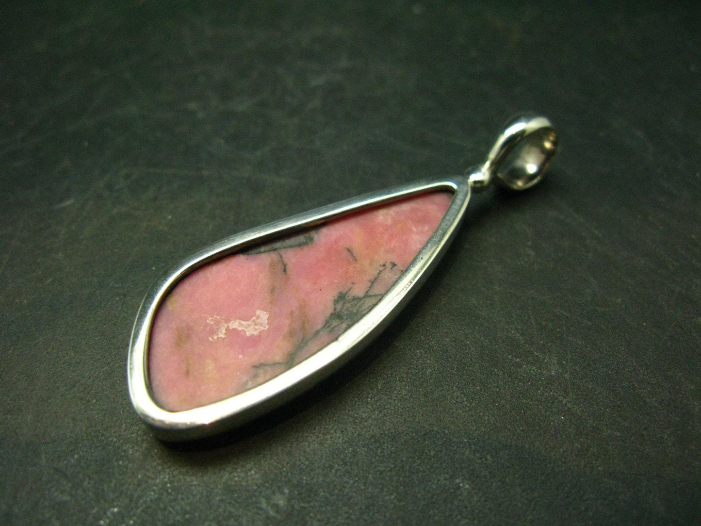 Vivid Juice Carmine Red Gem Rhodonite Silver Pendant From Brazil - 2.3" - 13.0 Grams