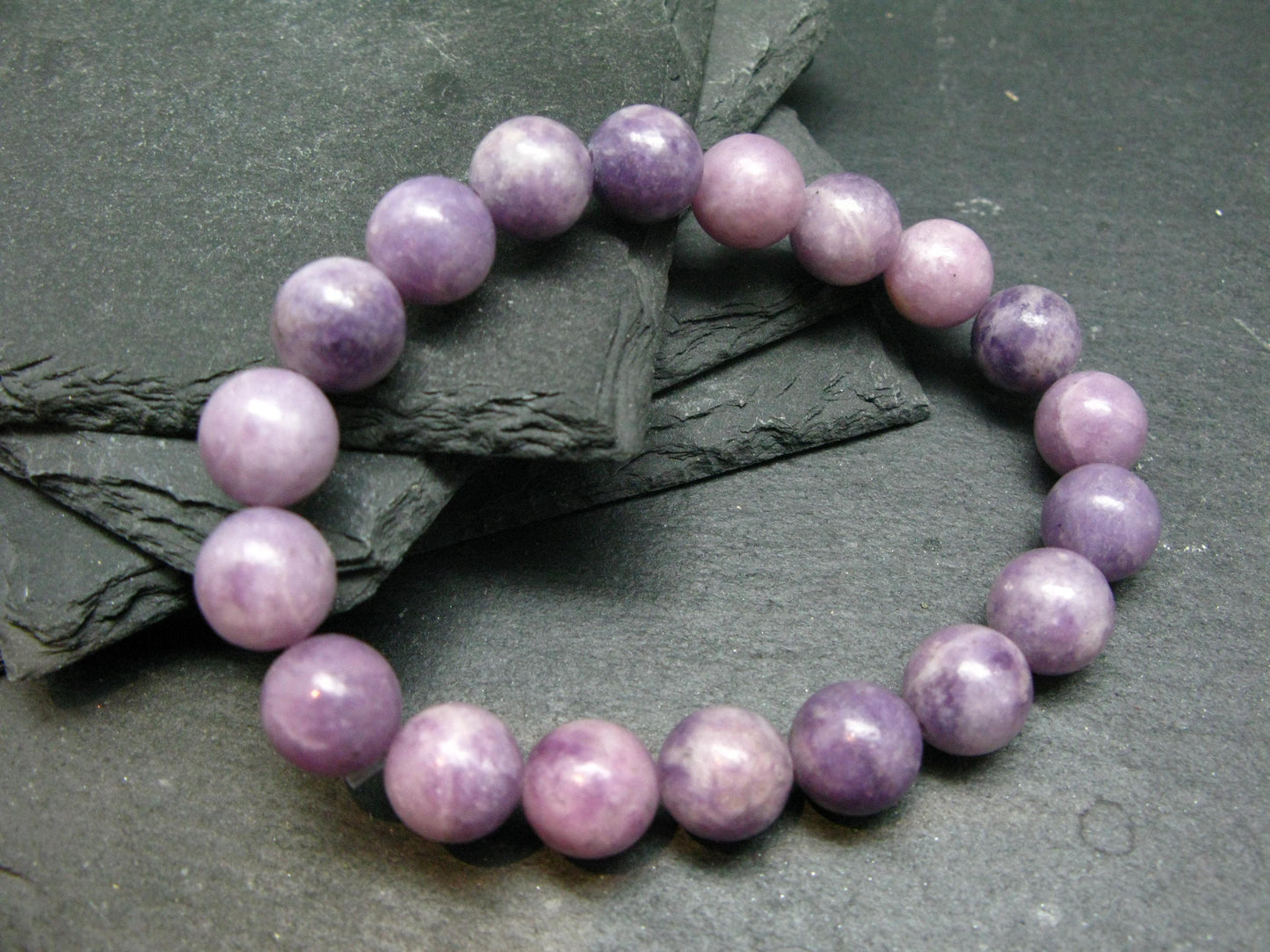 Lepidolite Genuine Bracelet ~ 7 Inches ~ 10mm Round Beads