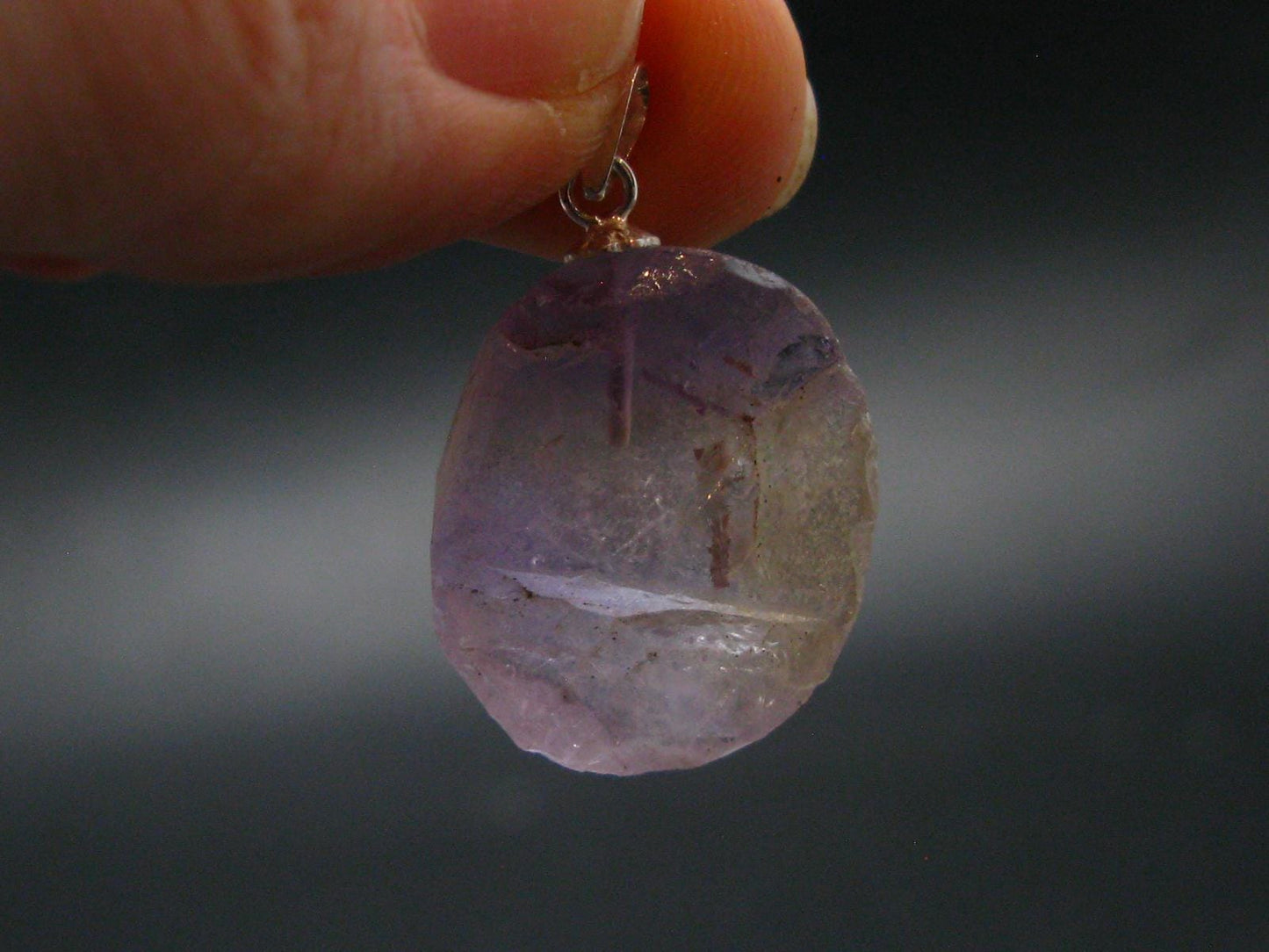 Stunning Natural Gem Ametrine Crystal Silver Pendant From Bolivia - 1.1" - 3.94 Grams