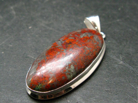 Crimson Cuprite w/ Chrysocola Silver Plated Pendant from Mexico - 2.1" - 11.72 Grams