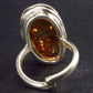 Natural Cognac Color Baltic Amber 925 Silver Ring - Size Adjustable