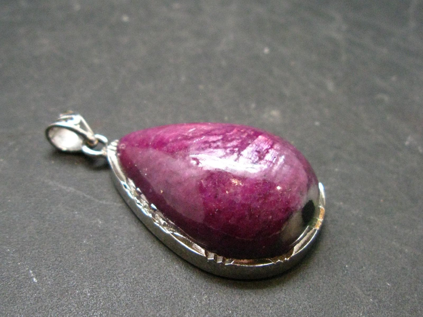 Ruby Silver Pendant from India - 1.4" - 13.13 Grams
