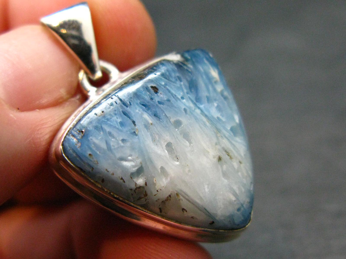 Blue Ice Glacierite Silver Pendant from Indonesia - 1.3" - 6.38 Grams