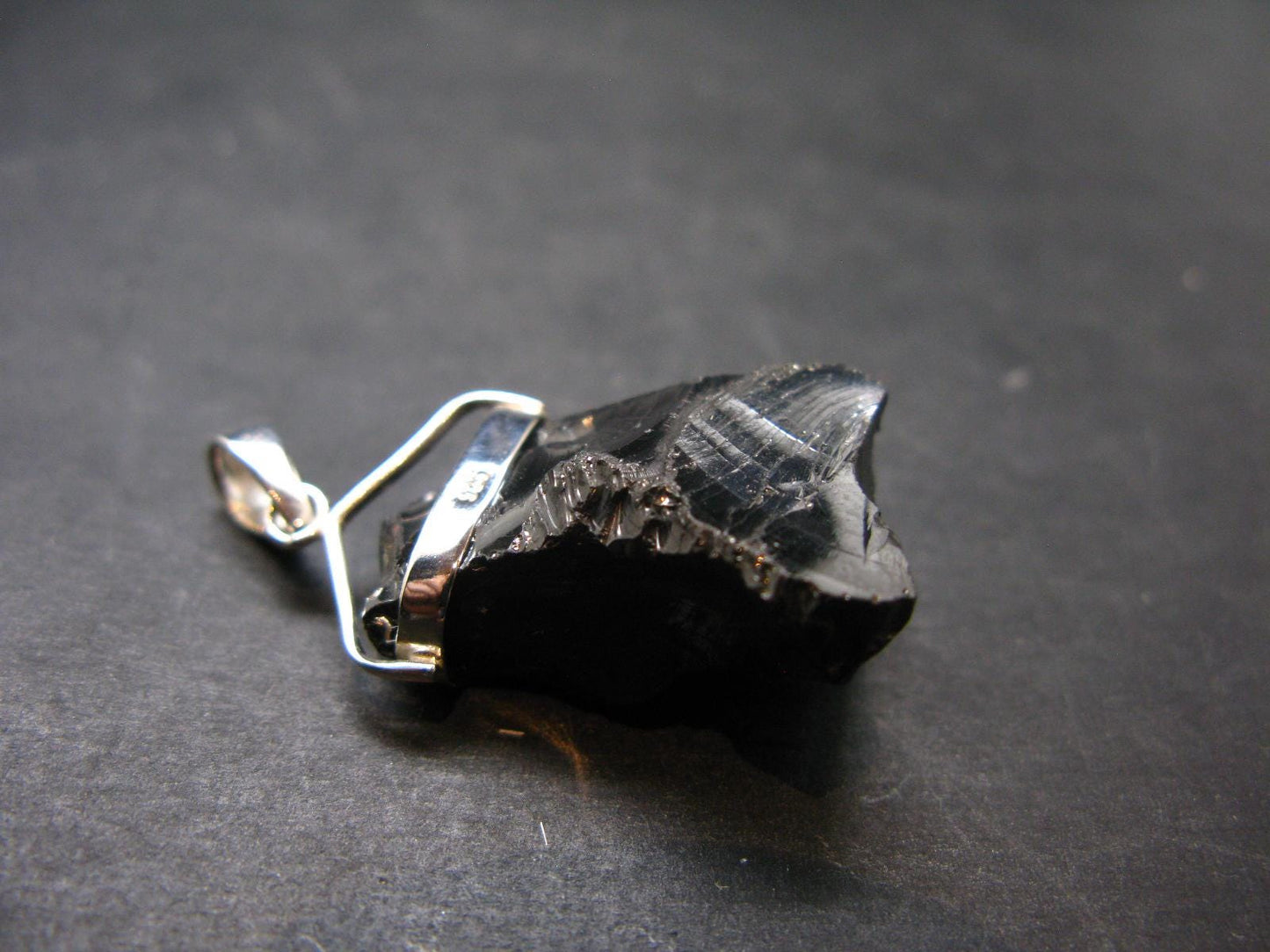 Unpolished Elite Shungite Silver Pendant from Russia - 1.5" - 5.76 Grams