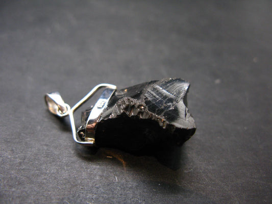 Unpolished Elite Shungite Silver Pendant from Russia - 1.5" - 5.76 Grams