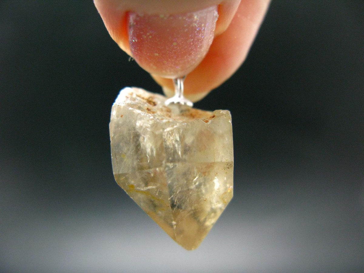 Natural Unheated Citrine Crystal Silver Pendant from Congo - 8.72 Grams