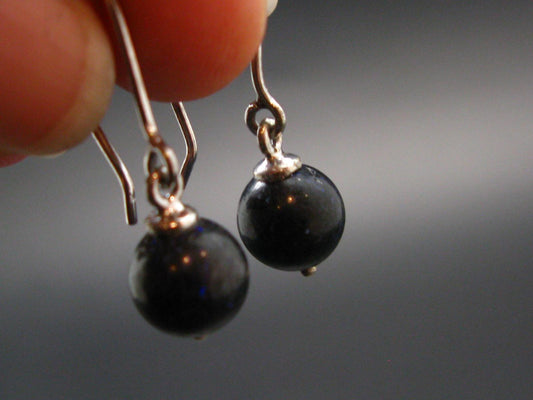 Rare Black Opal Silver |Earrings From Australia - 1.0" - 2.06 Grams