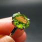 Natural Faceted Peridot Olivine Sterling Silver Ring - 3.14 Grams - Size 7.5
