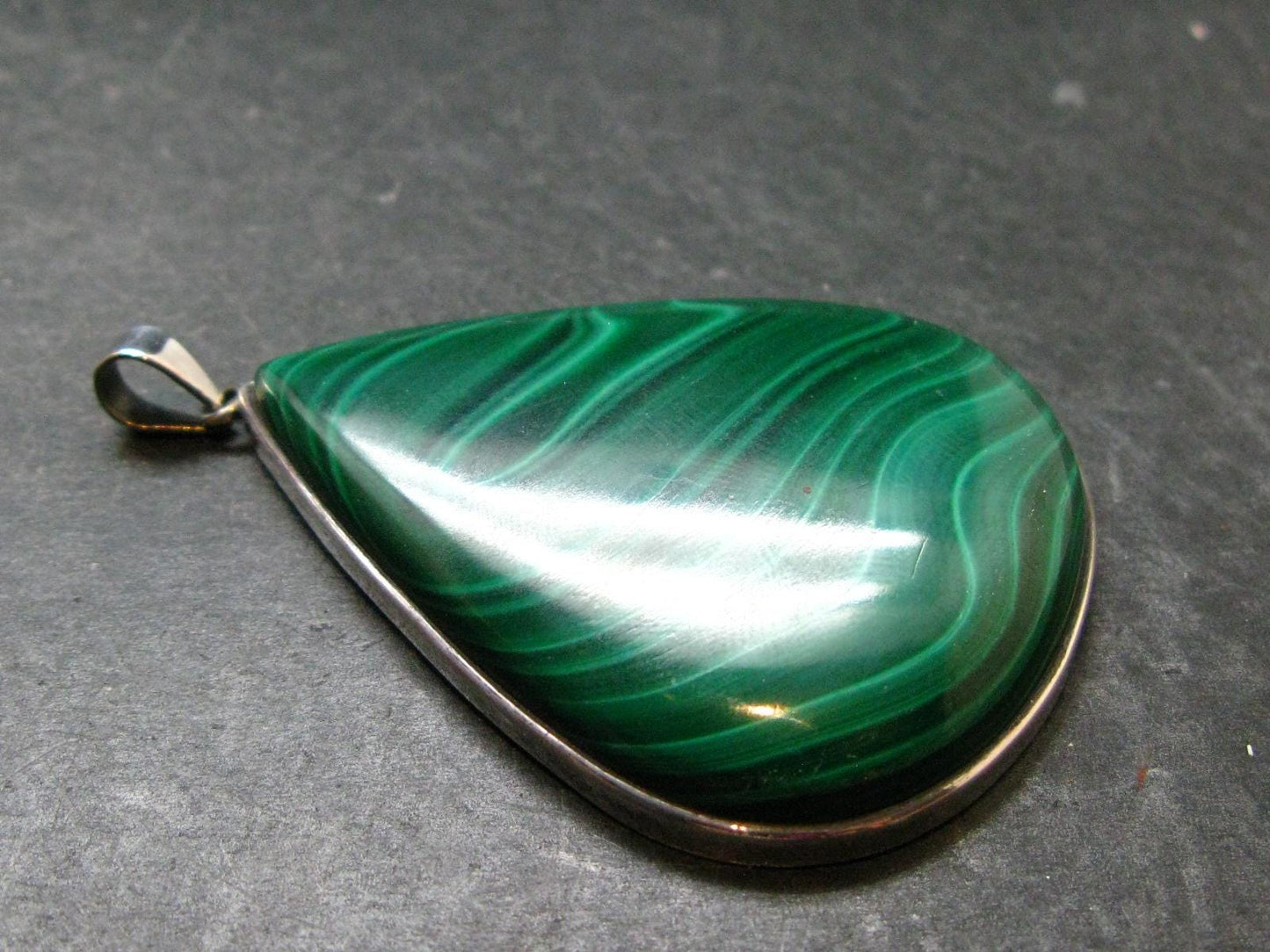 Queen of Green!! Genuine Vivid Vibrant Green Malachite Sterling Silver Pendant - 2.8" - 52.59 Grams