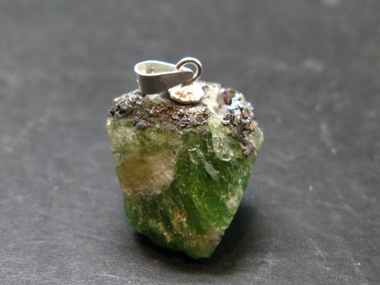 Tsavorite Gem Green Garnet Sterling Silver Pendant From Tanzania - 0.9" - 6.40 Grams
