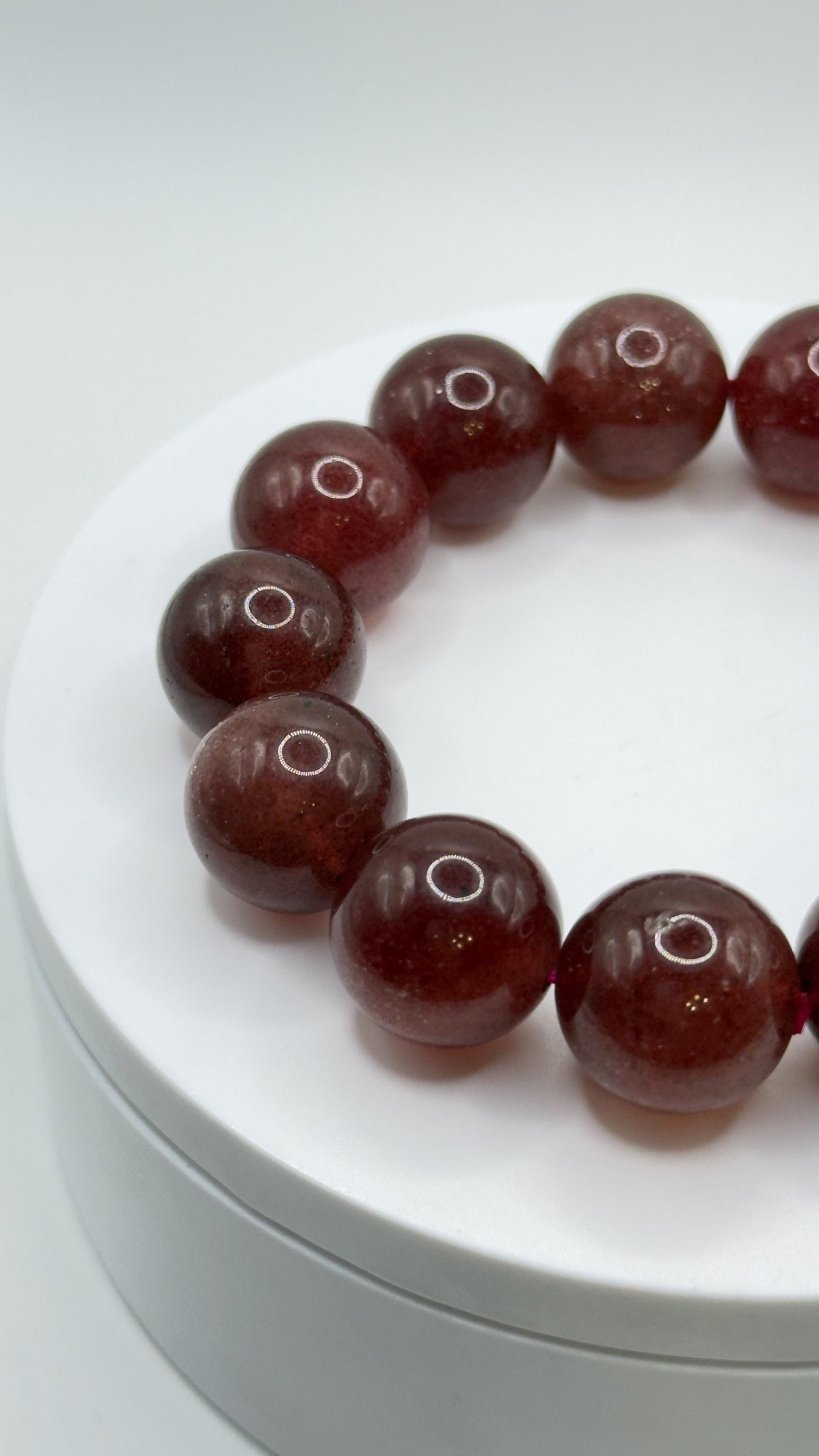 Strawberry Quartz Bracelet – Natural Red Sparkling Gemstone Elegant Jewelry - Weight 97.31 g