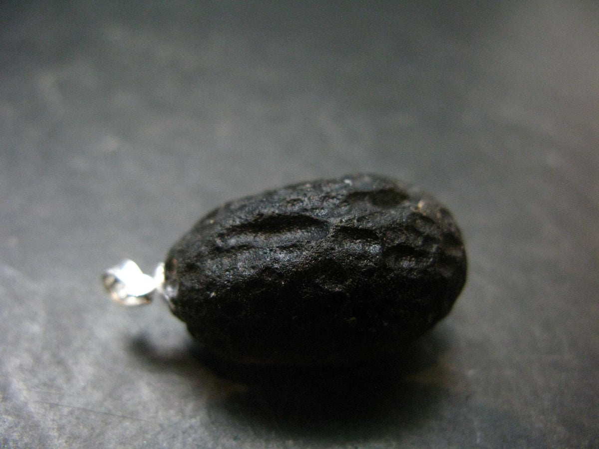 Colombianite Pseudotektite Silver Pendant from Colombia - 10.16 Grams - 1.3"