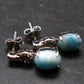 Natural Cabochon Larimar Pectolite 925 Sterling Silver Earrings from Dominican Republic - 2.66 Grams
