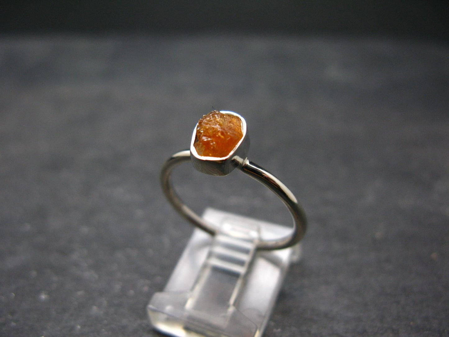Spessartine Garnet Silver Ring From Tanzania - Size 8 - 2.05 Grams