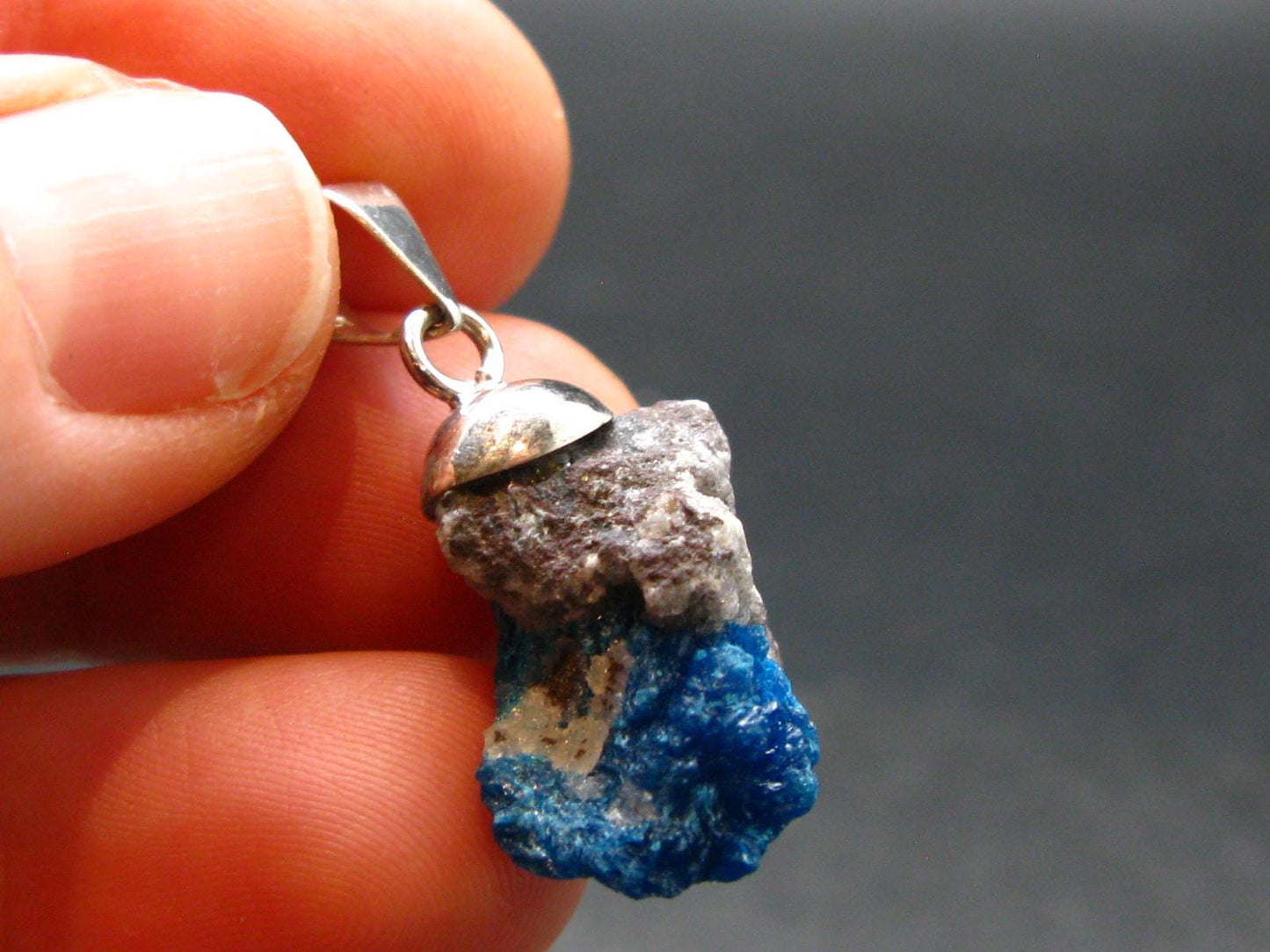 Cavansite Crystal Pendant In Sterling Silver From India - 1.1" - 2.71 Grams